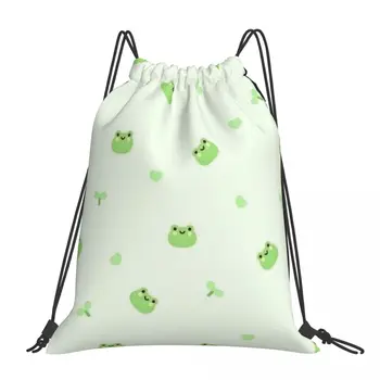 Светло-зеленая милая лягушка, портативные спортивные сумки на шнурке, рюкзак для верховой езды, рюкзаки для хранения спортивной одежды