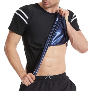 Новая мужская потная одежда, формирующая фигуру, облегающая спортивная рубашка, корсет с круглым вырезом, короткий рукав для фитнеса