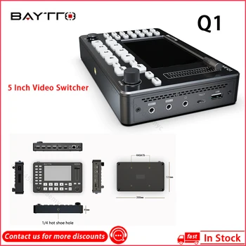 BAYTTO Q1 5-дюймовый видеомикшер 4-канальный экранный гид-переключатель Full HD-экранный переключатель прямой трансляции для записи прямой трансляции