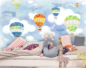 beibehang Индивидуальные современные мультяшные обои с голубым небом и белыми облаками на воздушном шаре для детской комнаты