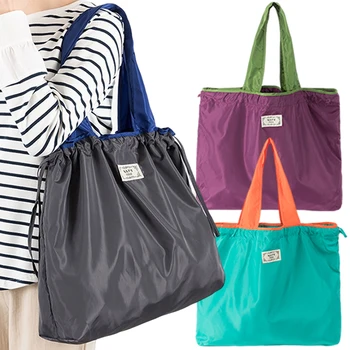 Большая экологичная сумка для покупок из супермаркета на шнурке, модная сумка через плечо, складная портативная сумка для рук, сумка для продуктов, водонепроницаемая