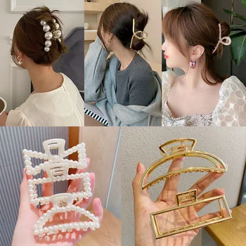 Корейские аксессуары для волос с имитацией жемчуга, женские Модные Элегантные Акриловые Металлические заколки для волос, прически для девочек, Головные уборы
