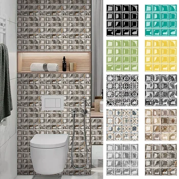 3D наклейки с мозаичной плиткой для кухонь и ванных комнат цветные наклейки на стены ванной комнаты в клетку аксессуары обои домашний декор