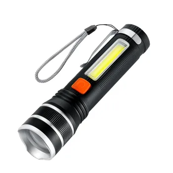 ZK20 Мощный светодиодный фонарик PP50, перезаряжаемый через USB, COB-фонарик, водонепроницаемый увеличивающий фонарь с дисплеем мощности, супер яркий свет 18650