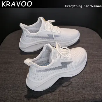 Женская обувь KRAVOO, сетчатые дышащие кроссовки, женские теннисные туфли, увеличивающие рост, Повседневная женская обувь, Новинка лета 2023