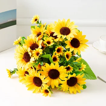 Имитация подсолнуха гостиная обеденный стол украшения спальни шелковый цветок пасторальное растение солнечный цветок