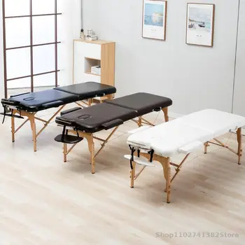 Складная косметичка длина 185 см ширина 70 см Профессиональные портативные столы для спа-массажа складные с сумкой Мебель для салона Деревянная
