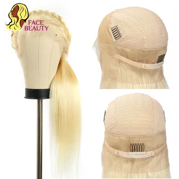 360 Кружевной Фронтальный парик Прозрачный 613 Медовый Блондин Бразильские прямые кружевные парики из человеческих волос Спереди Для женщин, предварительно выщипанные 30 32 дюйма