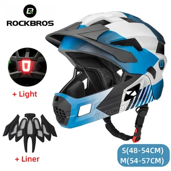 Детский Велосипедный шлем ROCKBROS Aero Safety EPS Foam PC с регулируемыми съемными полями на половину лица, аксессуары для горных шоссейных велосипедов
