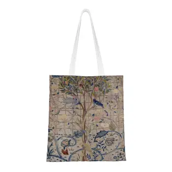 Уильям Моррис Келмскотт, сумка для покупок на решетке, холщовая сумка-тоут, портативные сумки для покупок из винтажного текстиля с рисунком