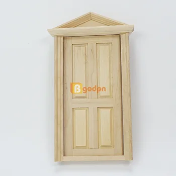 Кукольный домик с массивным острым верхом, мини-вилла с деревянными простыми дверями и окнами