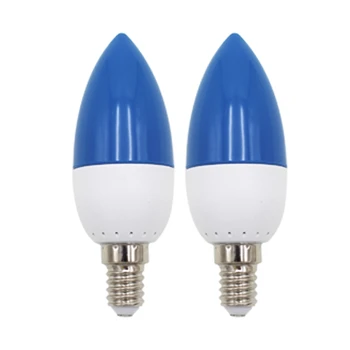 2X Светодиодная лампа накаливания E14, цветная свеча, синий