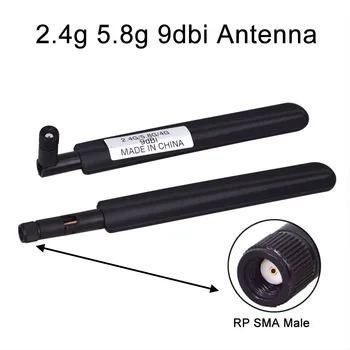 2 шт./лот Двухдиапазонная Wifi антенна 2,4 g 5,8 g 9dbi антенна RP SMA штекерная антенна Бесплатная доставка