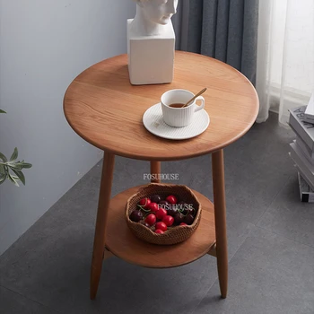Европейские журнальные столики из массива дерева простая мебель для гостиной Современный диван приставной столик для хранения Вещей Небольшой боковой шкаф Угловой столик