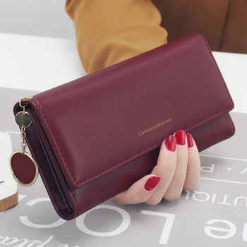 Новый модный многослойный кошелек для женщин, длинная сумочка из искусственной кожи, повседневная сумка для покупок, держатель для телефона, кошелек для карт, портмоне Bolsas