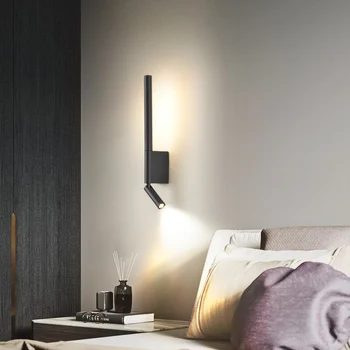 Современный настенный светильник для чтения, светодиодный прикроватный минималистичный Черно-белый алюминиевый вращающийся настенный светильник, бра для интерьера спальни