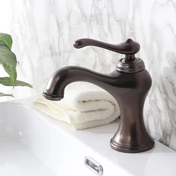 Высококачественный латунный смеситель для раковины в ванной комнате под старину в европейском стиле с одним отверстием и одной ручкой для умывальника с горячей и холодной водой lavabo Faucet