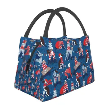 Рождественская собачья прогулка для борзых, термоизолированная сумка для ланча для сайтхаундов, собак-уиппетов, сумка для ланча для пикника на открытом воздухе, коробка для еды