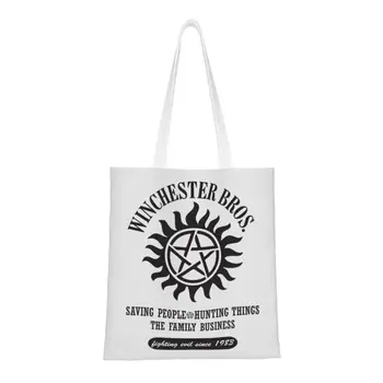 Сумки для покупок из сверхъестественных продуктов для телевизора, холщовая сумка для покупок с принтом на заказ, прочная сумка Winchester Brothers