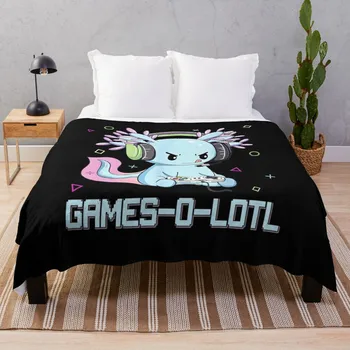 Gamesolotl Axolotl Video Gamer Kawaii, Пастельное Готическое Аниме, Декоративная кровать, Меховое покрывало Kawaii