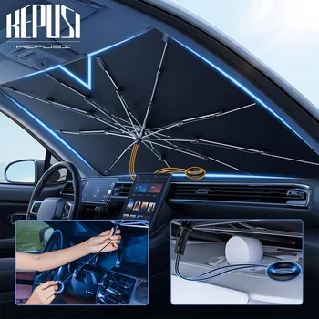 Складной автомобильный козырек Солнцезащитный козырек на лобовое стекло автомобиля, зонт, крышка переднего стекла для блокирования ультрафиолетовых лучей и защиты от солнечного тепла