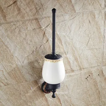 Оптом и в розницу Медно-черный Держатель для туалетной щетки, набор щеток для ванной комнаты с керамической чашкой, модный стиль ZR2406