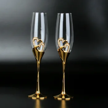 Хрустальные бокалы для шампанского, свадебные бокалы, бокалы для красного вина, Европейские бытовые бокалы для игристого сладкого вина, золотые бокалы