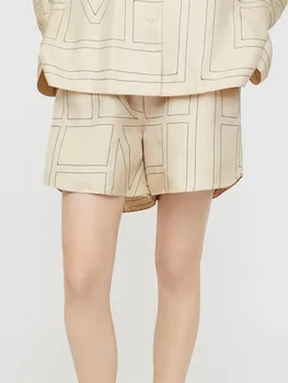 Женские простые свободные шорты с эластичной резинкой на талии, новые женские короткие брюки с вышитым текстурным рисунком и карманами