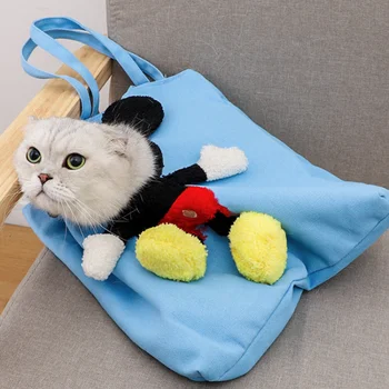 Холщовая сумка-переноска для кошек, мультяшная портативная дышащая сумка для домашних животных весом 3-5 кг, сумка для кошек и собак