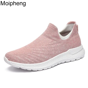 Женская обувь на плоской подошве Moipheng, Летняя сетчатая удобная обувь с носком, дышащие спортивные кроссовки для ходьбы, Повседневные мужские лоферы, обувь для влюбленных