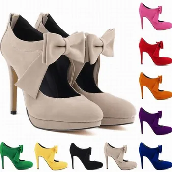 женские туфли-лодочки из флока на высоком каблуке, женские туфли на тонком каблуке с острым носком 11 см, свадебные непромокаемые туфли на платформе с галстуком-бабочкой