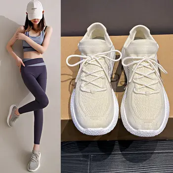 Женская повседневная обувь; Модные дышащие прогулочные сетчатые туфли на плоской подошве; Женские белые кроссовки; Женская мужская обувь 2023 года;