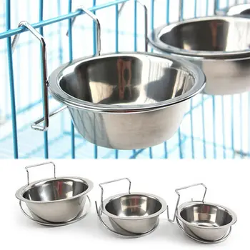 Подвесная миска для домашних животных из нержавеющей стали для кормления собак, кошек, птиц, попугаев