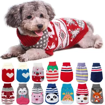 Зимняя одежда для домашних животных, вязаная одежда для маленьких собак, свитер для кошек, милый свитер для щенков, костюм для чихуахуа, Йоркширский терьер