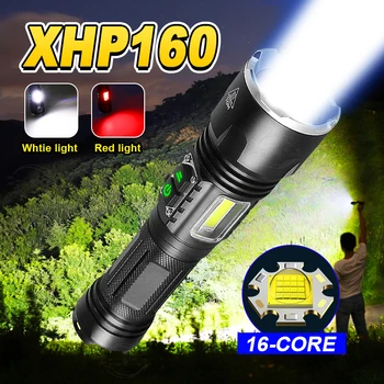 Самый мощный светодиодный фонарик XHP160 + COB, USB Перезаряжаемый фонарик высокой мощности, Тактический фонарь с зумом, Портативная Рабочая Ручная лампа