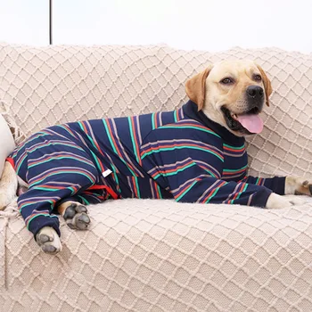 Новая пижама для собак среднего размера, комбинезон для домашних собак, костюм для восстановления собак, защита от зализывания ран, одежда в полоску для собак