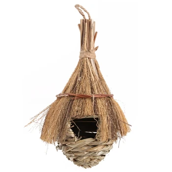 Подвесная птица из натуральной травы ручной работы Домики для воробьев снаружи Маленькое Гнездо зяблика 4 см Декор для сада у входа