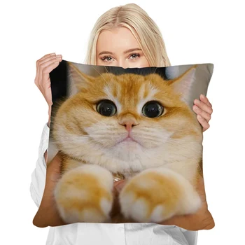 Наволочка с животными CLOOCL, забавный толстый кот с рисунком Каваи, 3D Двусторонняя наволочка с принтом для дома, прикроватный диван, кресло, удобная наволочка