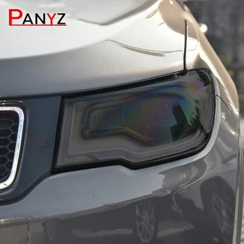 2 шт. Автомобильная Прозрачная Затемненная накладка на передние фары для Jeep Compass 2017-2021 Аксессуары для наклеек на фары