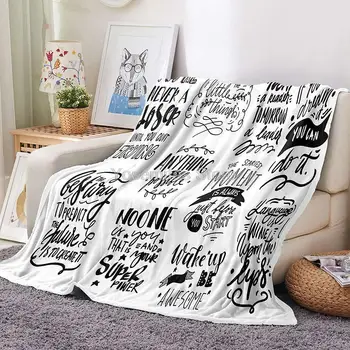 Одеяло с вдохновляющими цитатами, всесезонное Легкое плюшевое и теплое домашнее уютное портативное пушистое покрывало для дивана-кровати Sofa, Mo