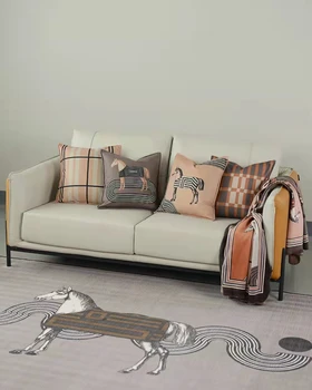 Наволочка Роскошный декоративный рисунок Лошади Полосатый геометрический чехол для подушки в европейском стиле для дивана и сиденья