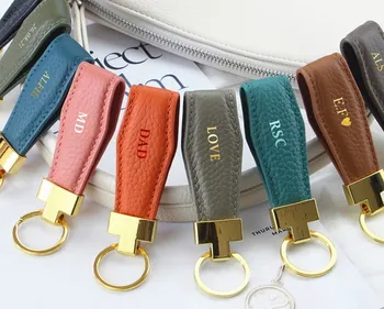 Персонализированный Кожаный Брелок Для ключей, изготовленный на Заказ Брелок для ключей, аксессуары для ключей, кожаный Брелок для ключей, персонализированный подарочный Ключ от автомобиля для Него или Нее