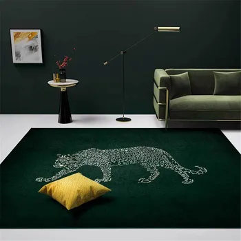 Модный Роскошный Леопардово-зеленый ковер для гостиной, ковер с животным принтом, кухонные коврики, Моющийся декор спальни, ковер для дивана