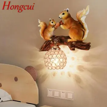 Современные настенные светильники из беличьей смолы Hongcui, креативный хрустальный внутренний светильник-бра для дома, гостиной, коридора. Декор