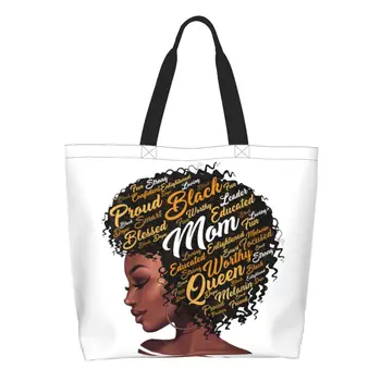 Африканские женщины, американские Чернокожие Девушки, сумки для покупок в продуктовых магазинах, Женская холщовая сумка для покупок на заказ, сумки большой емкости