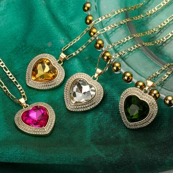 Mafisar Новая Мода Позолоченный Нежный Циркон Сердце Геометрический Кулон Ожерелья Для Женщин Вечеринка День Рождения Подарки На День Святого Валентина