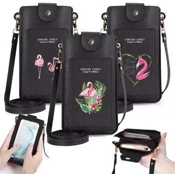 2023 Сумка для Мобильного телефона Iphone/huawei/xiaomi/samsung Flamingo Print С Сенсорным экраном Сумки Для Мобильных Телефонов ID Card Storage Pack Сцепление