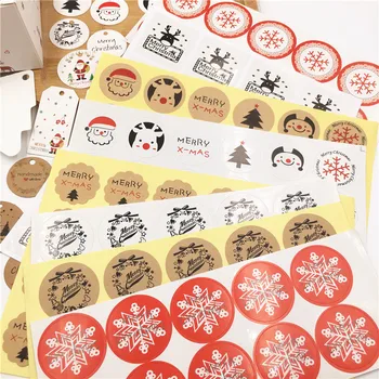 100ШТ Рождественских наклеек из крафт-бумаги для подарочной упаковки рождественских конфет Декор Самоклеящаяся наклейка