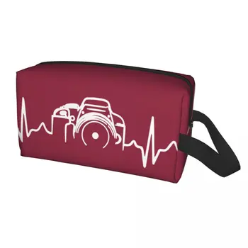Kawaii Heartbeat Of Camera, дорожная сумка для туалетных принадлежностей для женщин, органайзер для макияжа фотографа, органайзер для косметики, набор для хранения косметики.