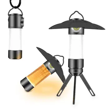 Светодиодный Телескопический фонарик для кемпинга на открытом воздухе с гайками для штатива Многофункциональный Перезаряжаемый фонарь для палатки с крючком/магнитом